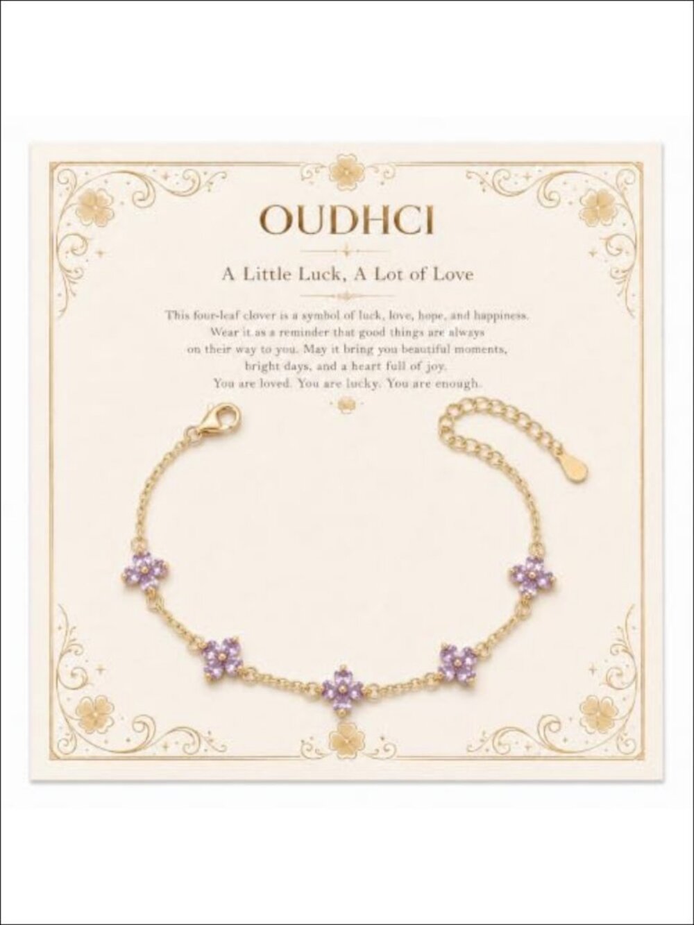Gold Tone Birthstone Flower Charm Bracelet CZ Adjustable Gift for Women